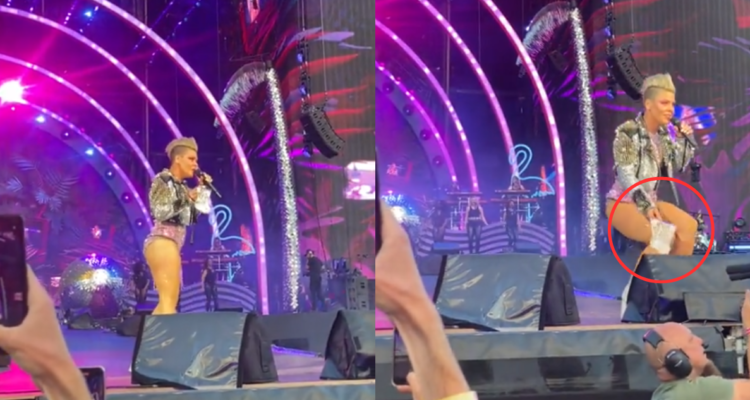 Capturas de video viral donde fan le lanza cenizas de su madre a Pink en pleno concierto