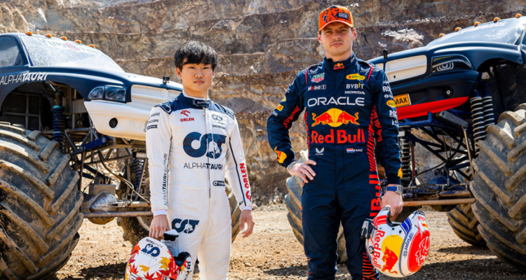 Tsunoda doblegó a Verstappen en la carrera Monstertruck.