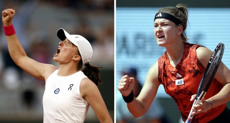 Iga Swiatek (a la izquierda) se medirá a Karolina Muchova en la final WTA de Roland Garros.