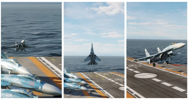 Capturas del caza ruso aterrizando en el videojuego.