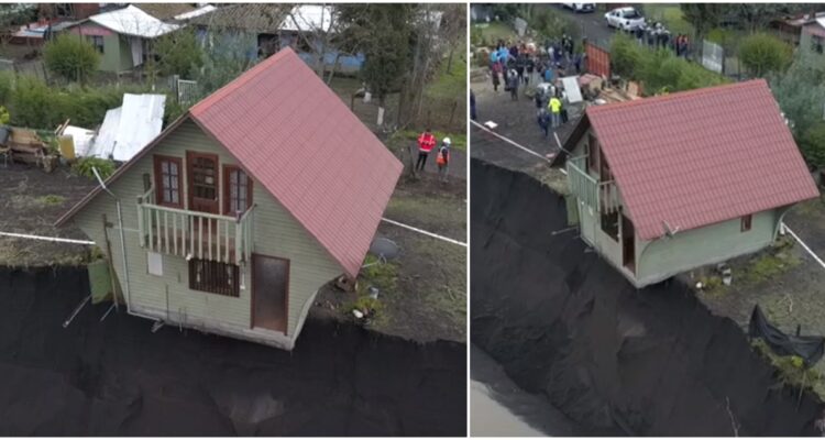 Vivienda a bordo de caer a socavón en Yumbel