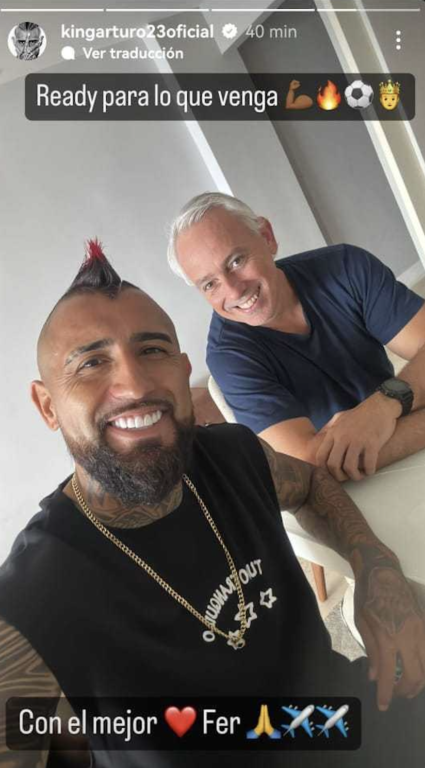 Arturo Vidal sube foto con Fernando Felicevich a su cuenta de Instagram.