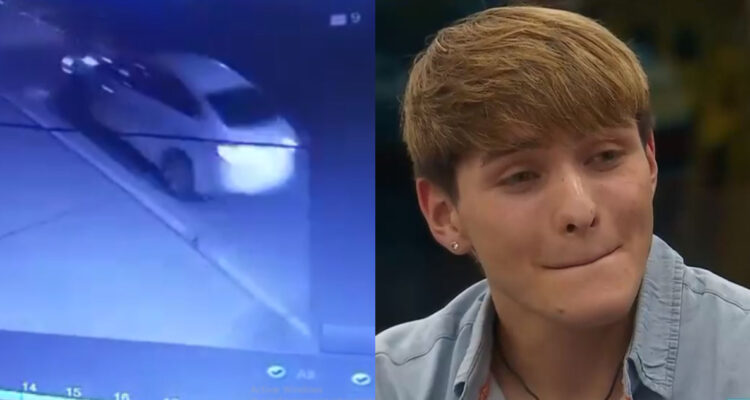 Escena del auto que fue robado durante la encerrona en Gran Hermano. A su lado, Hans de Gran Hermano.