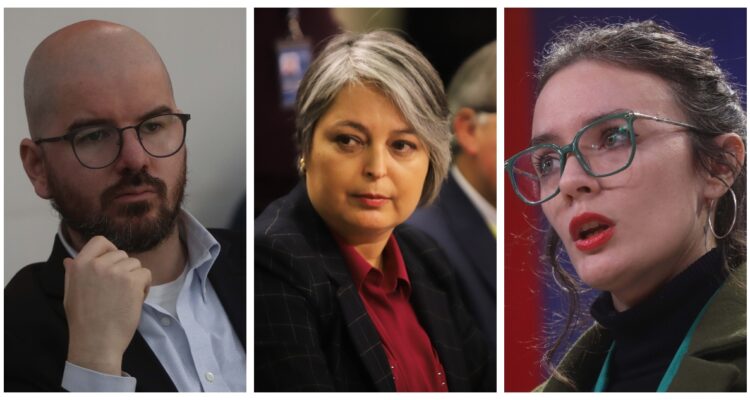 Los ministros Jackson, Jara y Vallejo, quienes vieron caídas en sus cifras de aprobación según la encuesta Cadem.