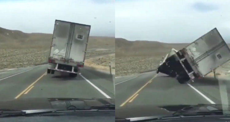 Capturas del video viralizado en redes sociales del camión volcado en Argentina