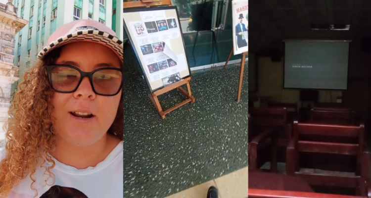Capturas de TikTok de tiktoker cubana donde muestra cómo son los cines en Cuba