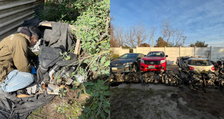 Dos detenidos por receptación de vehículos y motores con encargo de robo en la ribera del Río Maipo