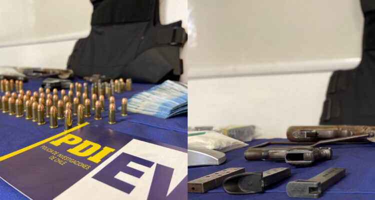 Armas de fuego, municiones y drogas: PDI allana centro de acopio de banda delictual en La Granja