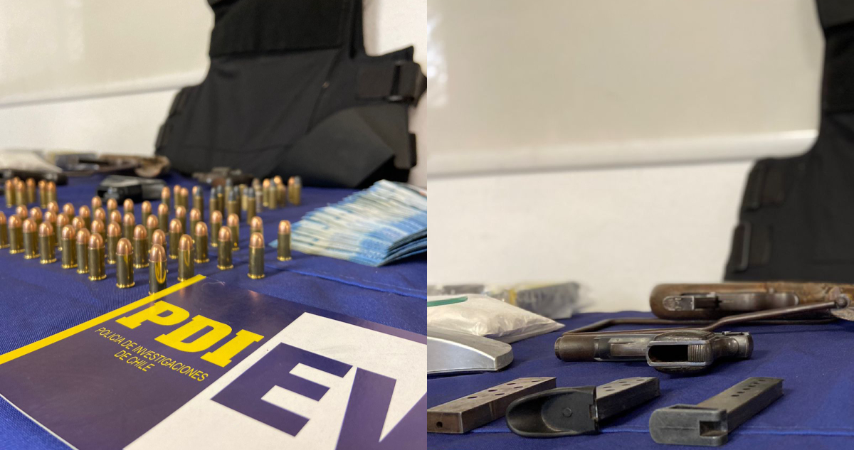 Armas de fuego, municiones y drogas: PDI allana centro de acopio de banda delictual en La Granja