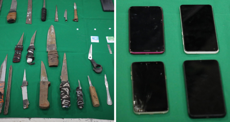 Decomisan 33 armas blancas artesanales y 12 celulares tras allanamiento en cárcel de Puerto Montt