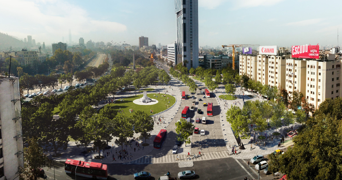 Así se verá el eje Alameda-Providencia con la eliminación de la rotonda en Plaza Italia