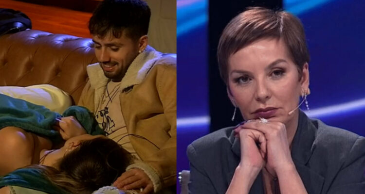 Alessia y Bambino juntos en una cita. A su lado, Francisca García-Huidobro en el panel de Gran Hermano.