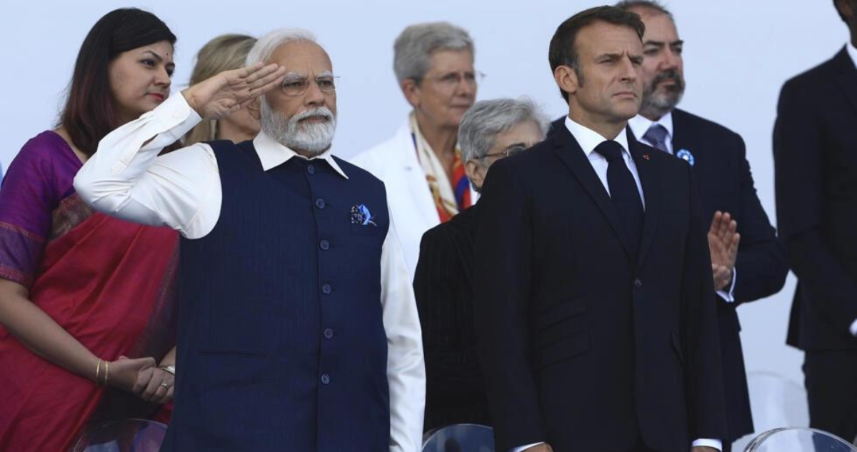 El primer ministro de India, Narendra Modi, y el presidente Emmanuel Macron