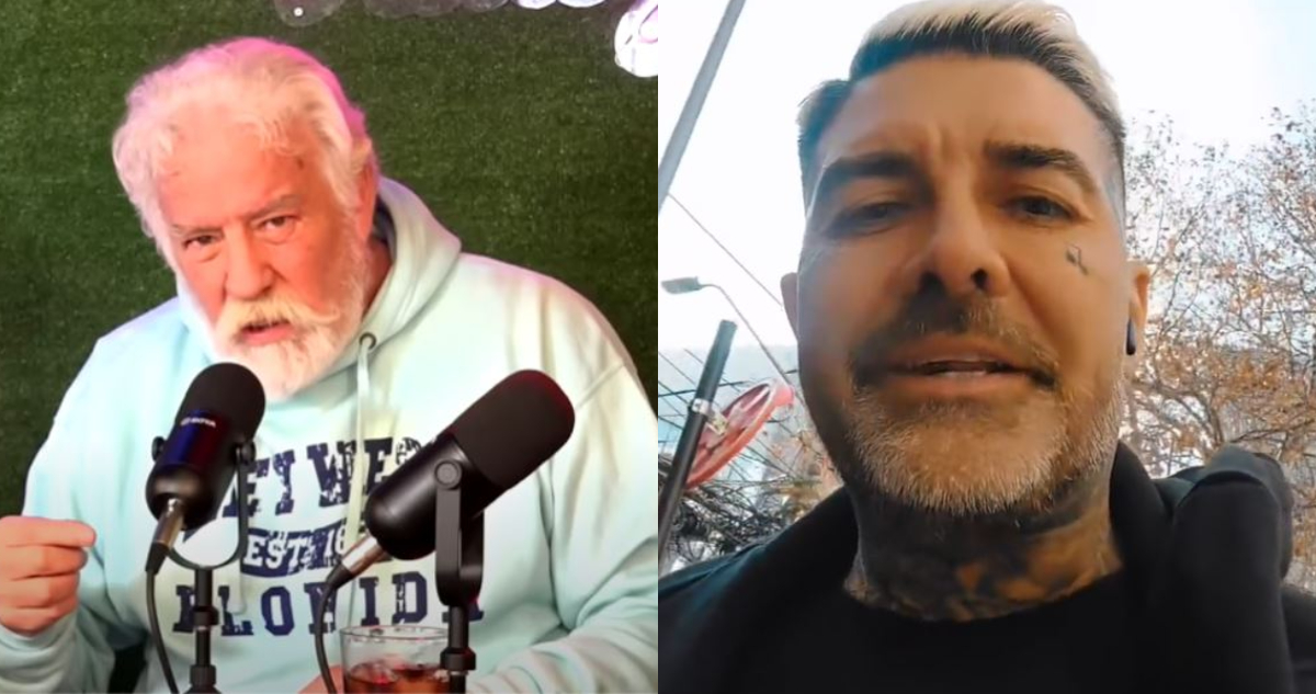 Iván Arenas hablando de la deuda que debe productora de DJ Méndez. A su lado, el músico llegando a Chile.