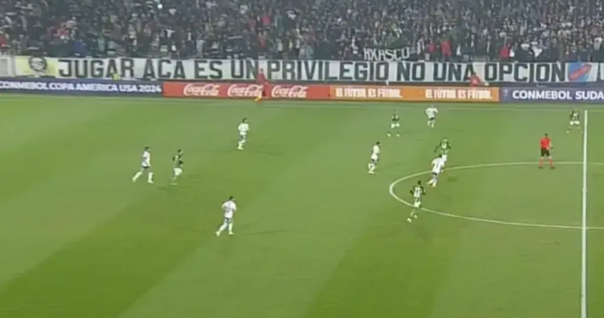 El lienzo de los hinchas de Colo Colo en pleno duelo de Copa Sudamericana.
