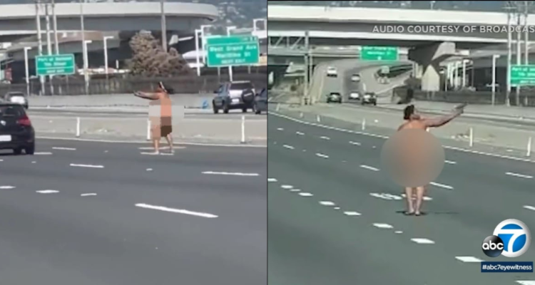 Mujer desnuda en autopista de EEUU