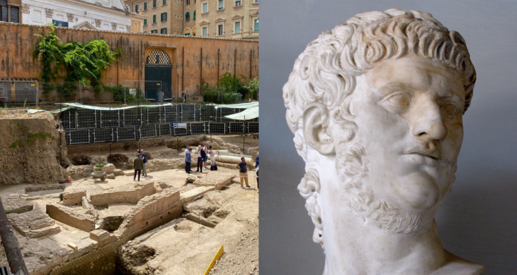 Fotografías de la excavación en el Vaticano (izquierda) donde se descubrió el Teatro de Nerón (derecha)