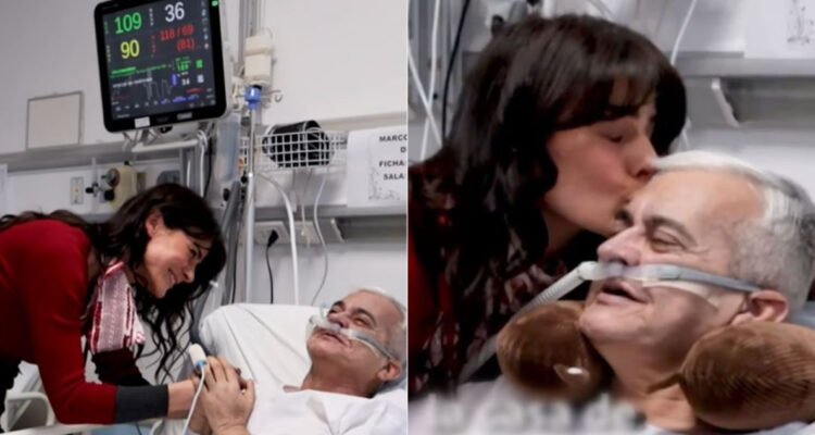 Tonka Tomicic en su visita con un paciente terminal en la Posta Central.