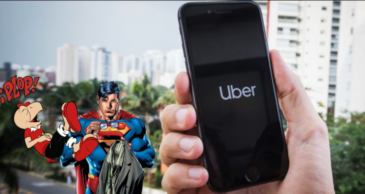 Usuario con su teléfono en mano, abriendo la aplicación de Uber.