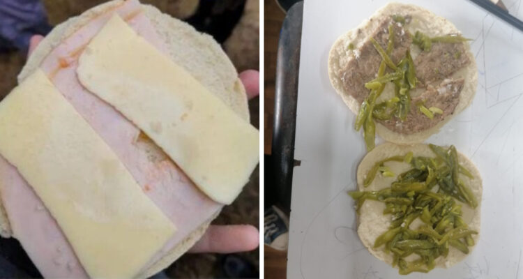 Un pan con queso y jamón y otro con jamón y porotillos