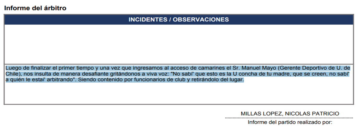 Árbitro denuncia amenazas del gerente de la U,  Manuel Mayo
