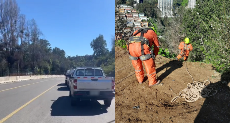 Roca con riesgo de caída podría extender labores de despeje en Ruta 68 tras remoción en Valparaíso