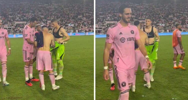Lionel Messi le firmó camiseta a arquero rival en plena cancha.