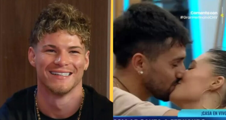 Raimundo en el reality Gran Hermano. A su lado, Bambino besando a Alessia.