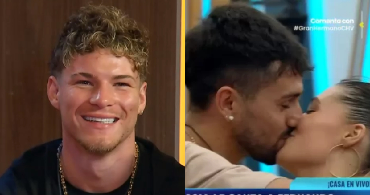 Raimundo en el reality Gran Hermano. A su lado, Bambino besando a Alessia.