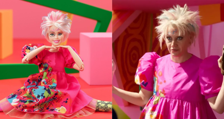 Barbie rarita de Mattel (izquierda) y el personaje interpretado por Kate McKinnon (derecha)