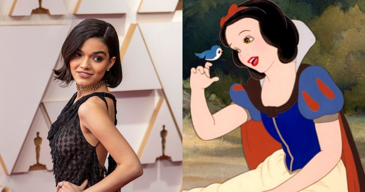 Rachel Zegler (izquierda) y captura de Blancanieves de Disney (derecha)
