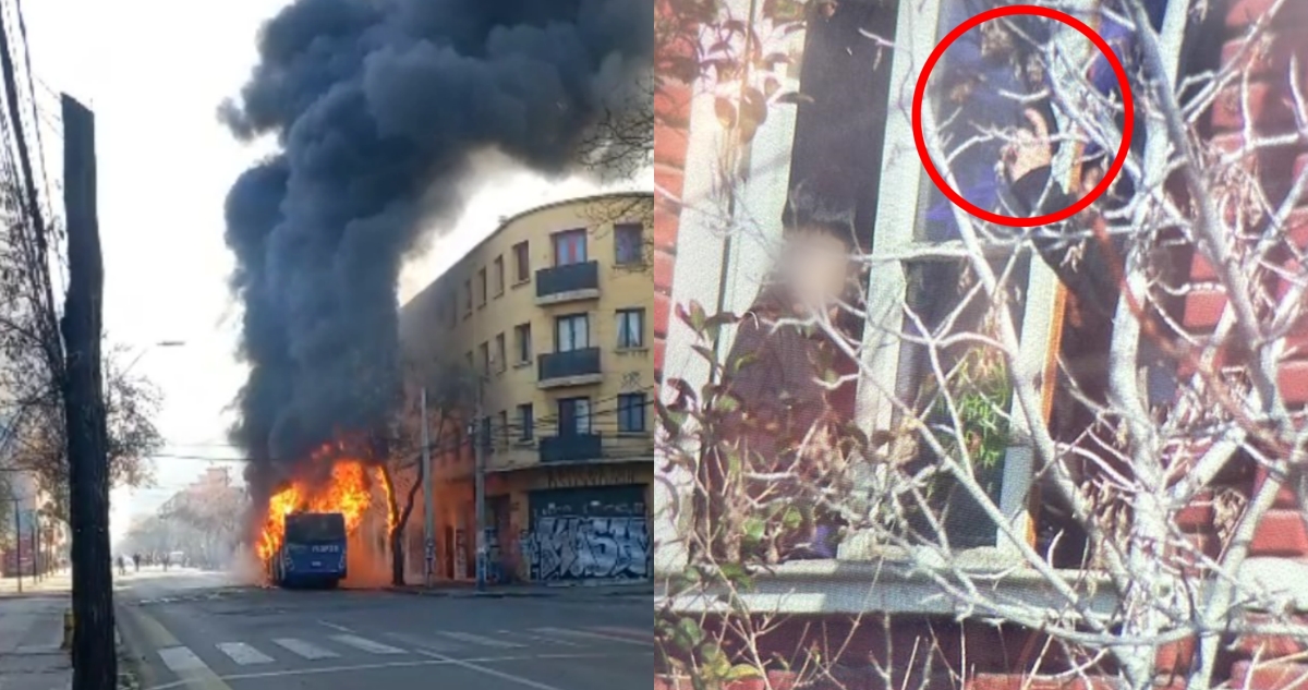 Encapuchados queman bus RED afuera del Liceo Barros Borgoño: sujeto fue visto con un arma