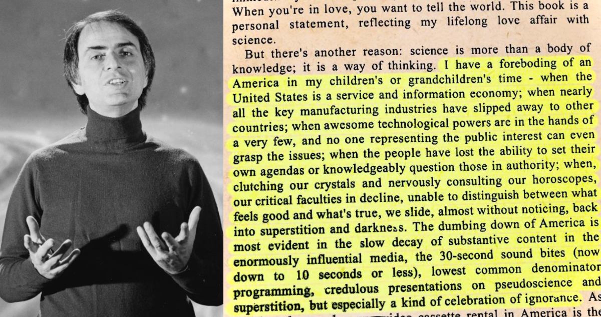 Viralizan antiguo extracto de un libro de Carl Sagan donde “predijo” el futuro: ¿Se hizo realidad?