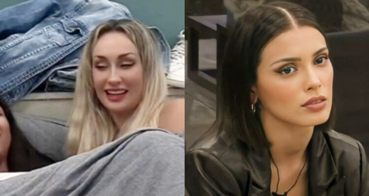 Francisca Maira hablando de que quiere golpear a Constanza. A su lado, Constanza Capelli en el reality Gran Hermano. Maira suma cientos de denuncias por bullying en el CNTV.