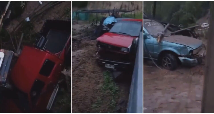 Al menos 11 vehículos dañados y una mujer atrapada dejó deslizamiento de tierra en Constitución