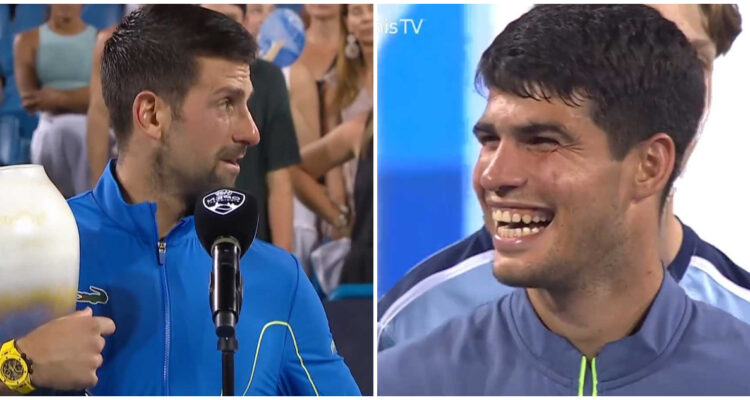 Djokovic Alcaraz sonrojado