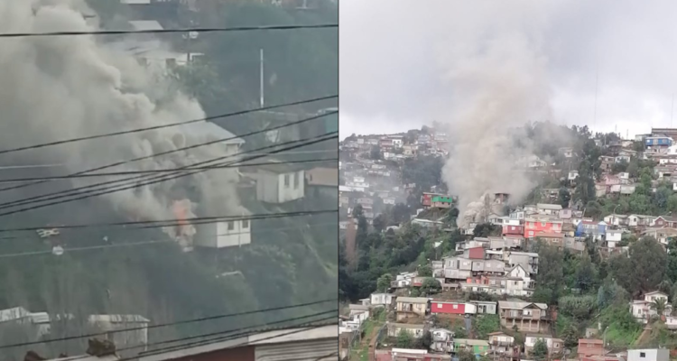 Incendio afecta a tres viviendas en el cerro Mariposa de Valparaíso