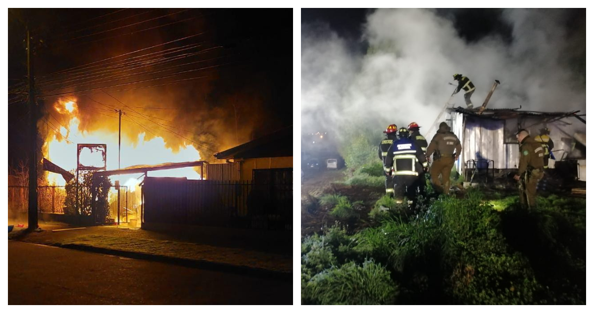 Dos muertos dejan incendios en Ovejería Bajo y sector Francke de Osorno