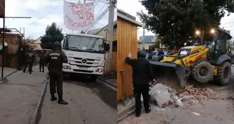 Demuelen memorial en Lo Espejo: vecinos colgaron lienzo contra alcaldesa y presidente Boric