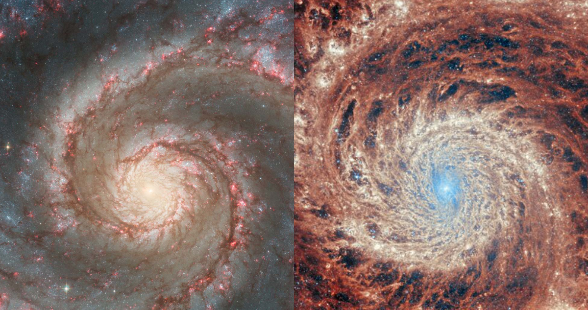 James Webb fotografió la galaxia M51 casi dos décadas después que el Hubble: ¿En qué se diferencian?