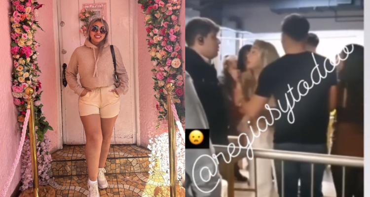 Naya Fácil en fotografía cargada a su instagram (izquierda) y captura del video captado y viralizado en redes sociales (derecha)