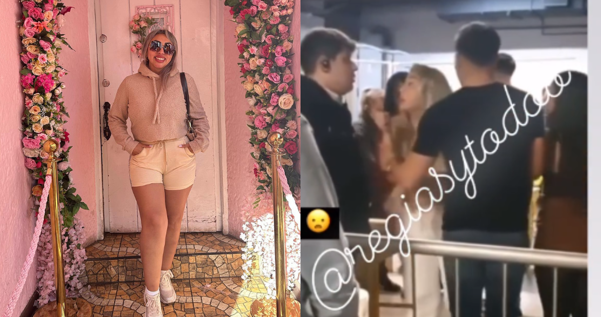 Naya Fácil en fotografía cargada a su instagram (izquierda) y captura del video captado y viralizado en redes sociales (derecha)