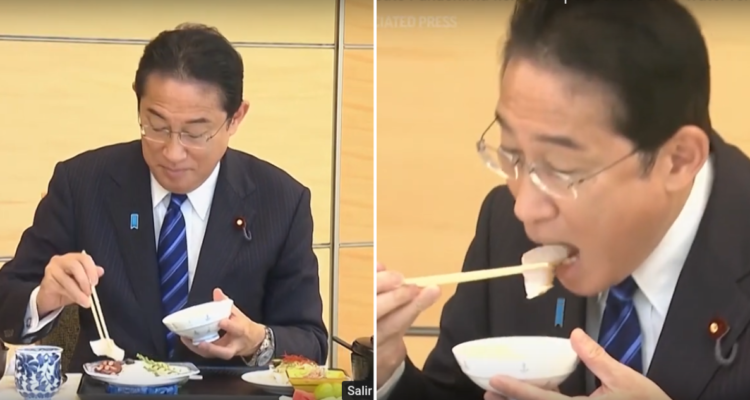Primer ministro de Japón comió pescado de Fukushima
