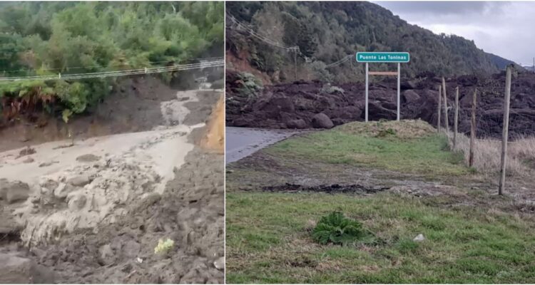 Remoción en masa en puente Las Toninas en Caleta La Arena, Carretera Austral