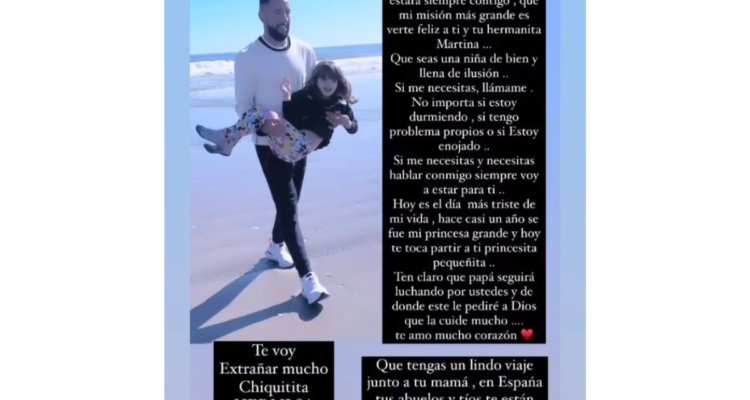 Instagram Storie de Mauricio Isla en referencia al viaje de su hija con Gala Caldirola
