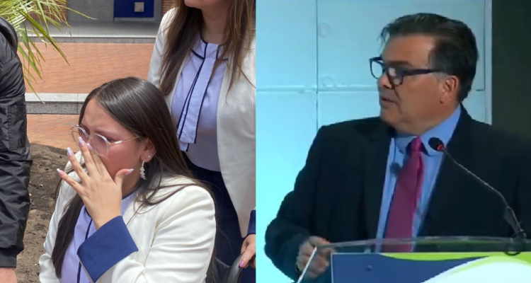 Mujer siendo evacuada (i) | Embajador de EE.UU en pleno discurso (d)