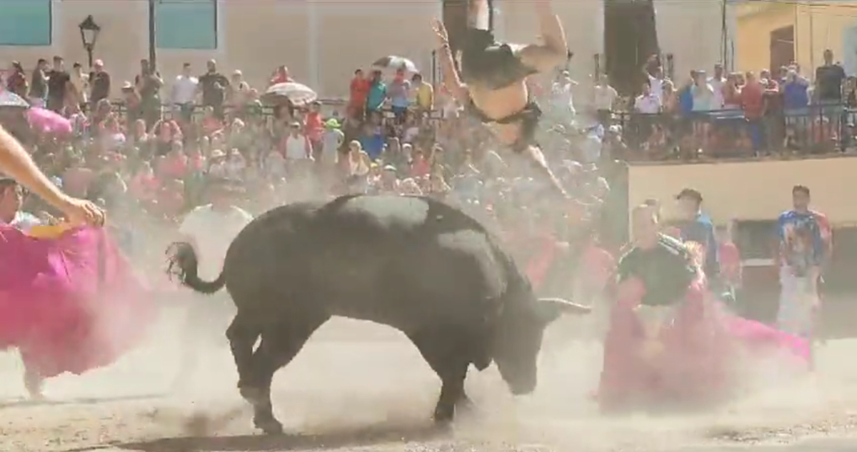 VIDEO | Voló por los aires: Toro se ensaña y deja grave a sujeto en encierro de España