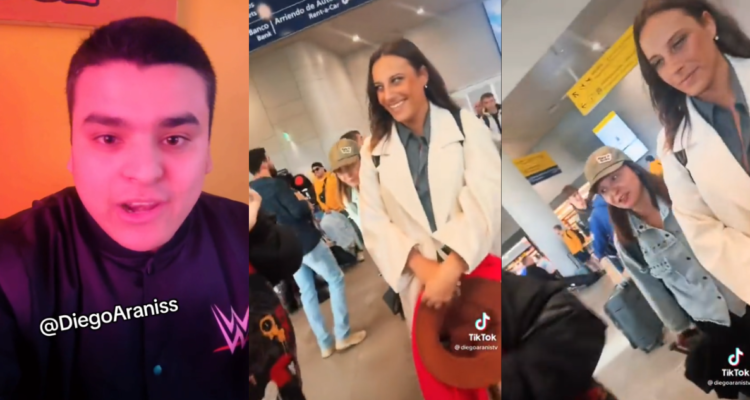 Captura de video de Diego Aranis (izquierda) y video de Trini en TikTok (centro y derecha)