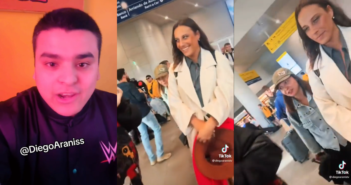 Captura de video de Diego Aranis (izquierda) y video de Trini en TikTok (centro y derecha)