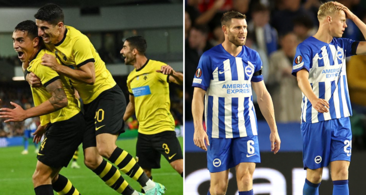 AEK Atenas le roba la victoria y alegría a Brighton en su debut internacional en Europa League.